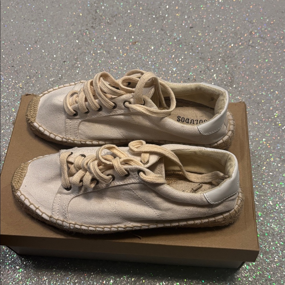 Soludos Off-White Canvas Lace-Up Espadrilles